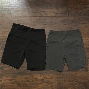 Black and Gray Biker Shorts Set M